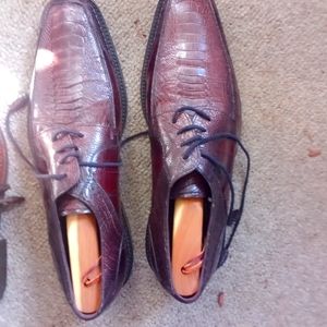 Mezlan platinum exotic shoes  l..🐊 skin and ostrich skin